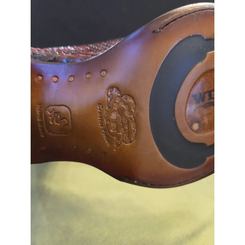 Wild West Burgundy Snake J Toe Cowboy Boot Handmade 299N5707 - Picture 10 of 11